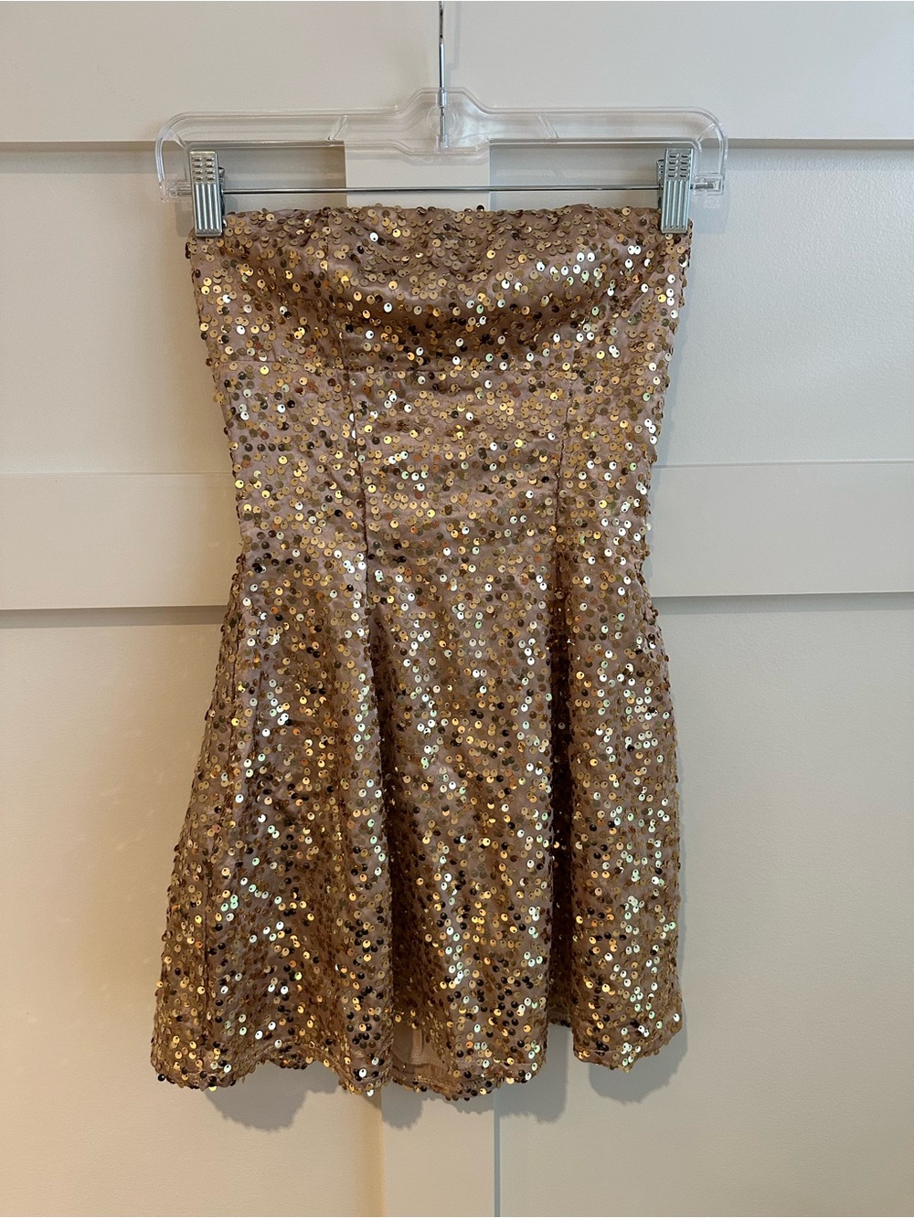 Lucy in the Sky Sequin Mini Dress in Champagne Gold